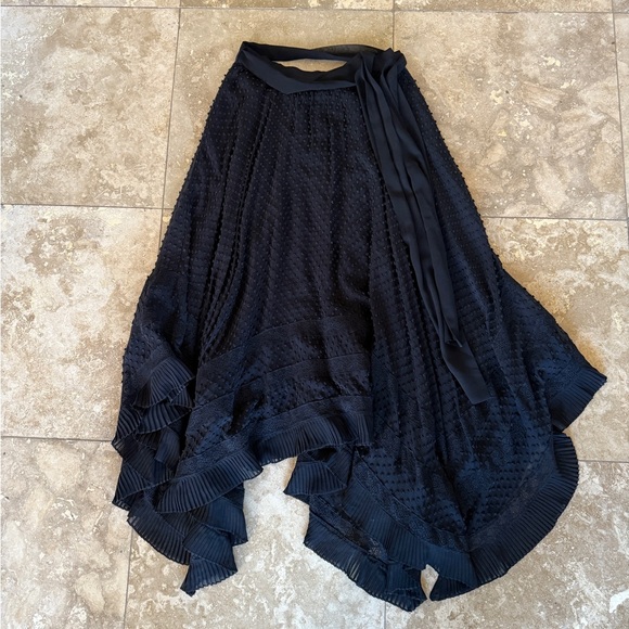 Zimmermann Black Silk Asymmetrical Hanker Chief Hem Skirt Size 2 or Medium - Picture 9 of 9